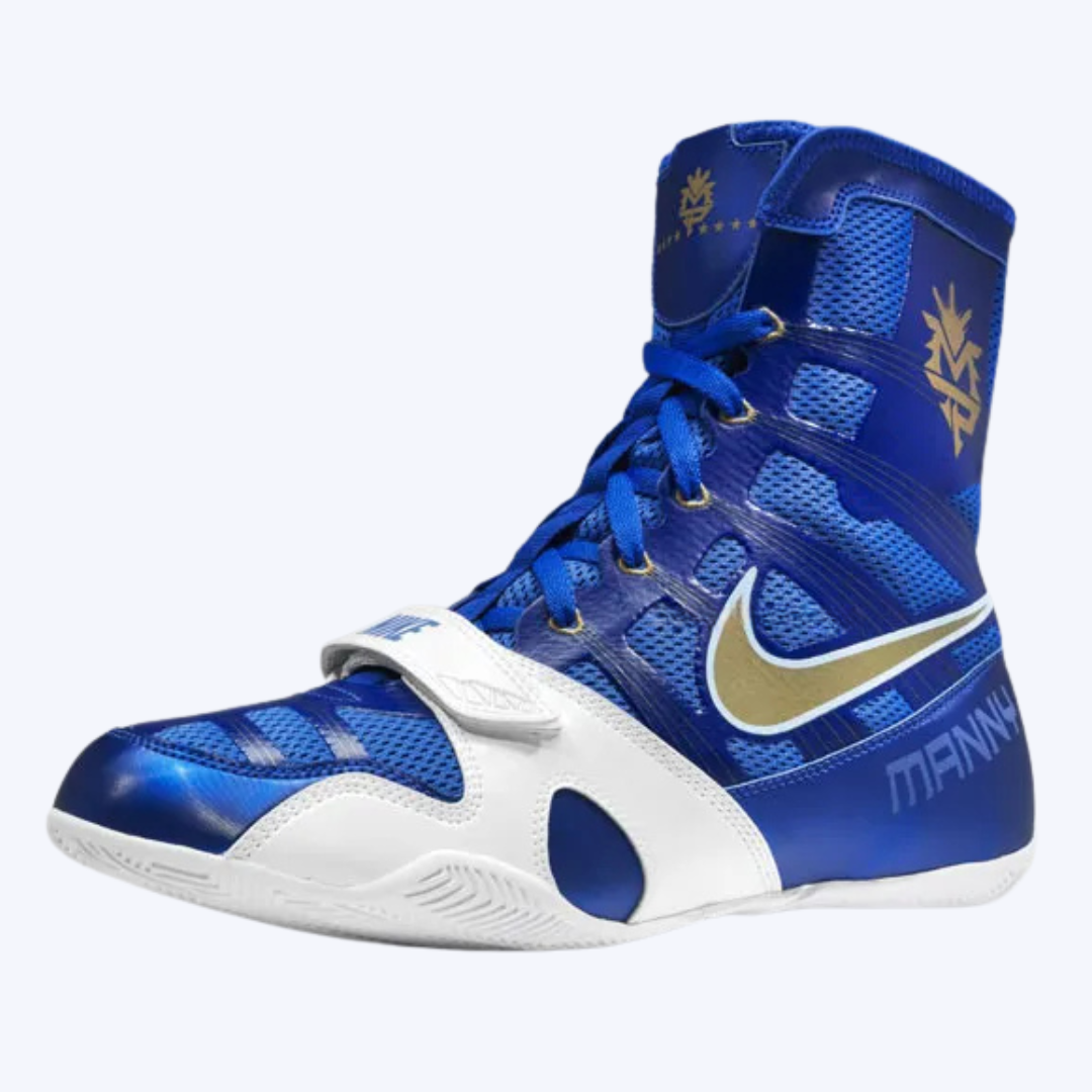 Manny Pacquiao HyperKO boxing boots in blue and white