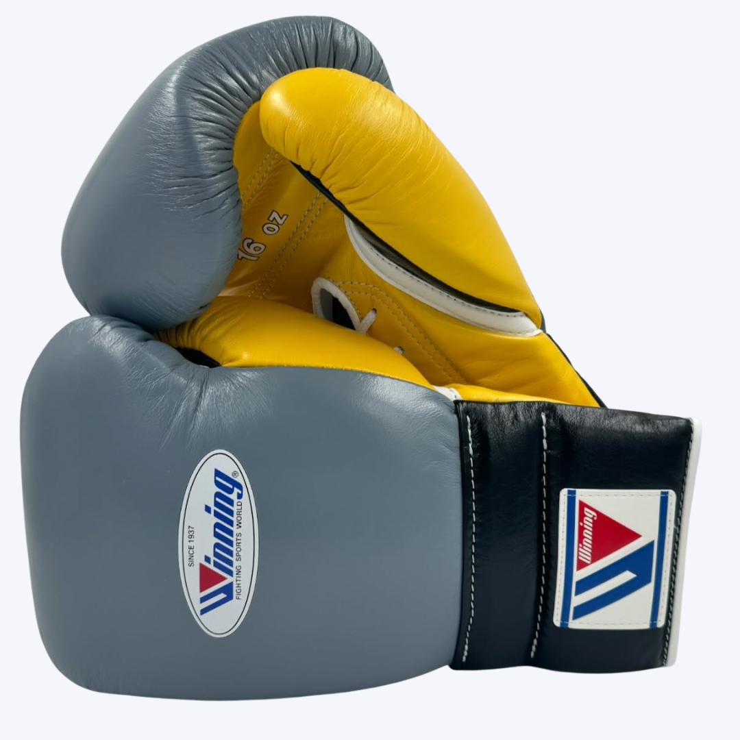 Gray and Yellow Winning Boxing Gloves