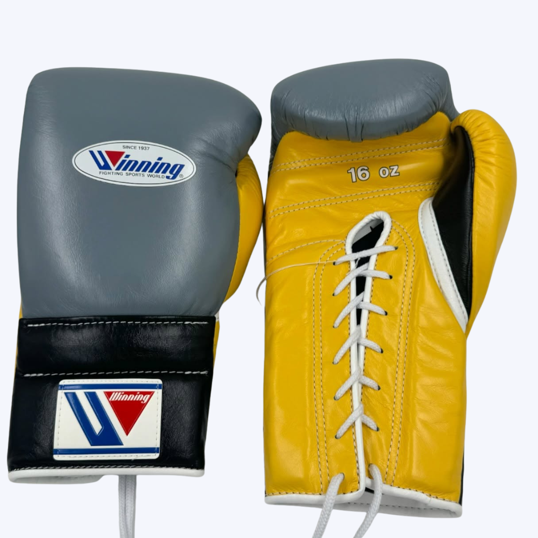 Gray and Yellow Winning Boxing Gloves