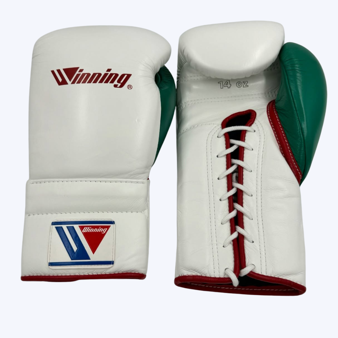 White and Green Winning Boxing Gloves