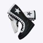 Black White Pro Wrestling Boots High-Top Leather Grip