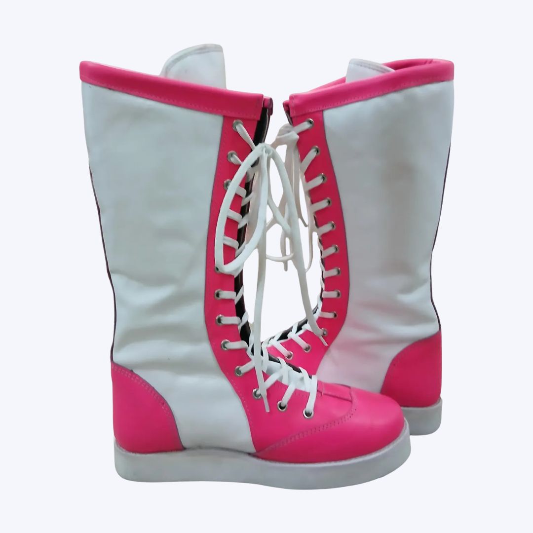 Pink White High-Top Pro Wrestling Boots