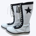 White Pro Wrestling Boots High-Top Leather Grip