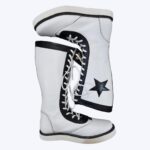 White Pro Wrestling Boots High-Top Leather Grip