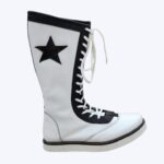 White Pro Wrestling Boots High-Top Leather Grip