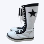 White Pro Wrestling Boots High-Top Leather Grip