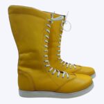 Yellow Pro Wrestling Boots High-Top Leather Ring Boots