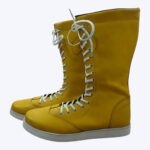 Yellow Pro Wrestling Boots High-Top Leather Ring Boots