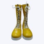 Yellow Pro Wrestling Boots High-Top Leather Ring Boots
